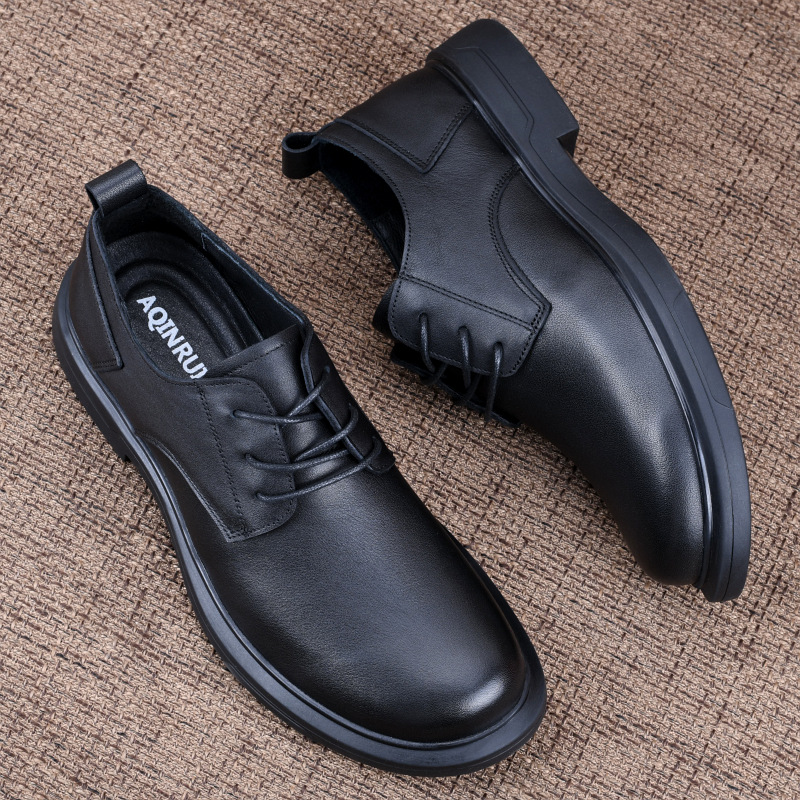 Men's Top-Grain Cowhide Breathable Soft-Soled Business Leather Shoes